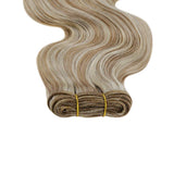 Runature Body Wave Weave Bundle 16 Inch Color 12P60 Light Golden Brown Mix Platinum Blonde Double Weft Hair Human Extensions 100g Sew in Extensions