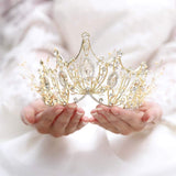 Yean Bride Wedding Crowns and Tiaras Gold Bridal Crystal Headpiece Rhinestone Hair Accessories for Women and Girls (Gold)