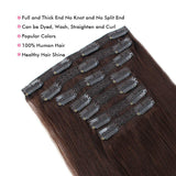 Lovrio 9A Grade Clip in Human Hair Extensions Color Chocolate Brown Big Thick Double Weft Make Full Head Remy Straight Hair Clip Ins 16 inch 120g 7 pieces 18 clips