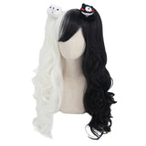 Junko Enoshima Cosplay Wig Lolita Black White Wigs Long Wavy Curly Wigs for Party Halloween with 2 Bears AD017BW