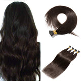SEGO I Tip Remy Human Hair Extension Pre Bonded Keratin Stick Tipped Hair Extensions Highlight Cold Fusion Hair Piece for Women Smooth Straight 100 Strands/pack 50g 22 Inch #02 Dark Brown