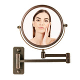 Ovente Wall Mounted Vanity Makeup Mirror 9 Inch with 10X Magnification and Extendable Arm, Double-Sided with 360 Degree Swivel Mechanism and Zero Distortion, Antique Bronze (MNLFW90ABZ1X10X)