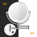 BRIGHTINWD 5X LED Wall Mounted Makeup Mirror with Dimmable Lights and Switch Magnifying Wall Bathroom Mirror Touch Screen Power by Plug