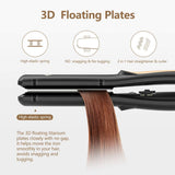 JINRI 2 in 1 Travel Hair Straightener and Curler Flat Iron Curling Iron with Adjustable Digital Temp,Dual Voltage,Silver