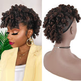 YITI Afro Puff Curly Drawstring Ponytail With Bangs Hairpieces for Black Women,Mohawk Ponytail Drawstring Kinky Curly Faux Hawk Ponytail Clip in Wrap Updo Hair Extensions (1B/33)