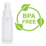 2 oz Clear Natural Refillable Plastic Squeeze Bottle with White Fine Mist Spray - (12 Pack)