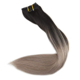 Full Shine Clip in Extensions Remy Hair 18 Inch Human Hair Clip in Color 1B Fading to Color 18 Blonde Balayage Remy Hair Clip Extensions 10 Pcs 120 Gram Dip Dyed Extensions