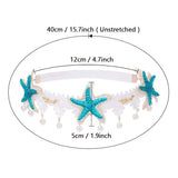 Mermaid starfish headband Bohemian wedding corolla summer beach style elastic lace pearl flower shell necklace accessories (starfish Pearl crystal headpiece+ white lace choker)