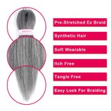 Afro 8 Pack Pre Stretched Braiding Hair Braiding Crochet Hair Extensions Ombre Colors Professional Easy Braids Itch Free Hot Water Setting Kanekalon Synthetic Fiber (18" 8packs, Tgray)