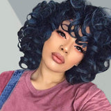 Short Curly Synthetic Hair Wigs for Black Women Andromeda Afro Loose Kinky Curly Heat Resistant Fiber Hair Wig for African American Black Women (Big Curly)