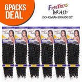 FreeTress Synthetic Hair Crochet Braids Bohemian Braids 20" (6-Pack, 4)