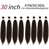 8 Packs Pre Stretched Braiding Hair Ombre Professional Prestretched Synthetic Braiding Hair For Women Hot Water Setting (30Inch, 4#)