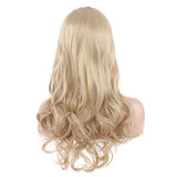 Long Wavy Golden Blonde Wig With Bangs Heat Resistant Sysnthetic Hair Full Wig For Women Lady Natural Cosplay Party