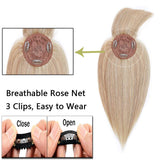 100% Real Human Hair Topper with Bangs Mono Base Crown Topper Hair Piece Clip in on Hair Toppers for Women with Hair Loss Thinning Grey Hair 10 Inch 18P613# Ash Blonde&Bleach Blonde