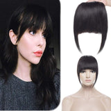 Clip in Bangs 100% Human Hair with Temples Thick Blunt Cut Clip on Human Hair Fringe for Women #1B Natural Black