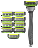 Dorco Pace 6 Pro - Six Blade Razor System with Trimmer - 10 Pack (1 Handle + 10 Cartridges)