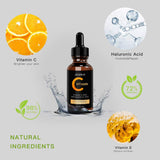 Yuesuo Vitamin C Serum for Face with Hyaluronic Acid and Vitamin E Facial Serum, Organic Anti Aging Serum for Sun Damage, Acne, Brighten Hydrate, Collagen Booster，anti Wrinkles, Fine Lines, Age spot