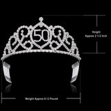 YZHSTONE Women 50th Birthday Queen Crowns Tiaras for Female 50th Birthday Queen Tiaras Crowns Women Girls Princess 50th Birthday Costume Prom Queen Silver Crystal Rhinestone Tiara Crowns