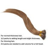 SEGO Nano Bead Ring Human Hair Extension Pre Bonded Nano Tip Remy Hair Extensions Micro Beads Rings Loop Hand Tied Hairpiece 22 Inch #06 Light Brown 1g/strand 50g/pack