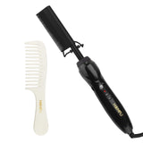 Homfu Electric Hot Straightening Heat Pressing Comb Ceramic Curling Flat Iron Curler Designed Hair Straightener for Natural Black ,Anti-Scald Beard Straightener Press Comb (Black)