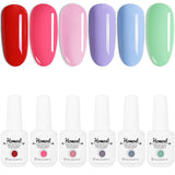 Homost Gel Nail Polish Set, Red Pink Purple Green 6 Colors Gel Nail Polish Kit, DIY Nail Art Set