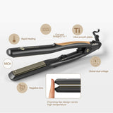 JINRI 2 in 1 Travel Hair Straightener and Curler Flat Iron Curling Iron with Adjustable Digital Temp,Dual Voltage,Silver