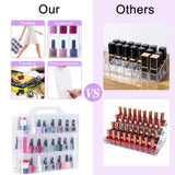 Clear Portable Nail Polish Organizer,Double -Sided Organiser,Dust-Proof,48 Bottles Adjustable Dividers Space Saver and Nail Polish Carrying Case with 2 Toe Separators-Transparent