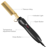 Hot Comb Hair Straightener, Electric Heating Comb, Portable Travel Anti-Scald Beard Straightener Press Comb, Ceramic Comb Security Portable Curling Iron Heated Brush