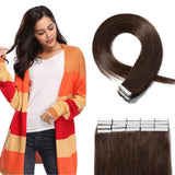 40PCS Tape In Human Hair Extensions Double Side Tape Seamless Skin Weft Invisible Hair Extensions Hightlight Balayage Natural Silk Straight For Women (22'',100g/40pcs,#4 Medium Brown)