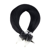 12 Inch Micro Ring Hair Extensions Human Hair Hetto 50Strands #1 Jet Black Remy Micro Beads Link Beads Hair Extension