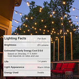 Guddl Outdoor String Lights 25ft Patio Lights with 27 G40 Bulbs (2 Spare) Connectable