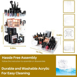 SUNFICON Rotating Makeup Organizer Detachable Makeup Storage Tray Large Cosmetic Holder 360 Spin Makeup Carousel Display Case Caddy Vanity Bathroom Countertop Birthday Christmas Gift Acrylic Clear