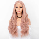 Persephone Long Pink Lace Front Wig with Natural Hairline Cosplay Synthetic Wavy Wigs for Women 22 Inches Heat Resistant