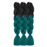 MY LIKE Jumbo Braiding Hair Extensions High Temperature Kanekalon Synthetic Ombre Twist Hair Multiple Tone Colored Jumbo Braiding Hair （5packs 24", BLACK-Dark Green M44)