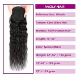 RACILY Human Hair Clip in Corn Wave Ponytail Extensions, Long Wrap Drawstring Curly Clip on Pony Tail Hairpiece, 100% Unprocessed Brazilian Virgin Hair for Black Women (12")