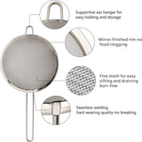 Zesproka ZP129 Set of 3 Stainless Steel Fine Mesh Strainers for Kitchen, 3.26", 5.78", 7.75", Silver