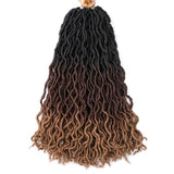 Wavy Gypsy Locs Ombre Crochet Hair 18" 6 Packs/Lot Godness Faux Locs 100% Kanekalon Fiber African Roots Dreadlocs Curly Synthetic Braiding Hair Hair Extensions (T1B/30/27#, 18 inch)