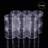 BENECREAT 12 Pack 1.7"x1.73" (40ml) Empty Clear Plastic Bead Storage Container jar with Rounded Screw-Top Lids for Beads, Nail Art, Glitter, Make Up, Cosmetics and Travel Cream