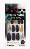 Kiss Matte Black Gold Glitters Long Length Coffin Ballerina Shape Nails 83026 Undertaker Glow-in-The-Dark Halloween Limited Edition Nails