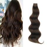 Lovrio Tape in Hair Extensions Human Hair, Colored Walnut Brown, Invisible Hair Extensions Tape In Hair 50 Gram 16 Inch 20 Pieces