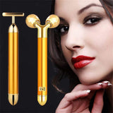 2-IN-1 Beauty Bar 24k Golden Pulse Face Massager, 3D Roller Electric Sonic Energy Beauty Bar and T Shape Face Massager Kit for Face Lift Anti-Aging Anti-Wrinkles Skin Tightening Face Firming