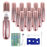 12pcs 5ml Essential Oils Bottles,Rose Gold Oil Roller Bottles For Essential Oils Mini,Perfume Roller Bottles Empty-Made Of High Borosilicate Glass