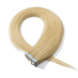 Tape in Hair Extensions Ash Blonde 100% Remy Human Hair 12''-24'' Double Side Tape Seamless Skin Weft Rooted Natural Hair Extensions 20pcs Long Straight Silky (20 inch 50g,#24 Natural Blonde)