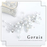 Gorais Bride Wedding Hair Vine Silver Pearl Bridal Headpieces Leaf Hair Accessories for Women and Girls