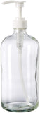 32-Ounce Large Clear Glass Boston Round Bottles w/Pumps. Great for Lotions, Soaps, Oils, Sauces - Food Safe and Medical Grade - by kitchentoolz (Pack of 2)