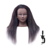 CZFY African American Mannequin Head with 100% Real Hair and Adjustable Stand 16-18” for Braiding Hair Styling Training Hairart Barber Hairdressing Fashion Salon Display (Black1)