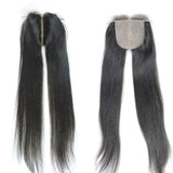 SHANELL Hair Silk Base Top Closure Straight Bleached Hidden Knots Middle Part 4x4" With Baby Hair Unprocessed Peruvian Virgin Silky Straight Human Hair Closure 14inch