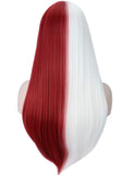 Sotica Wigs With Hair Bangs for Women Long Silky Straight Premium High Temperature Yaki Synthetic Women’s Wigs (Red White)