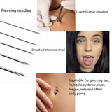 Body Piercing Kit,New Star Tattoo 64pcs Professional Belly Nose Piercing Kit Stainless Steel 14G 16G 20G Piercing Needles Piercing Clamps Gloves for Navel Nose Rings Body Piercing Jewelry Set (silver)