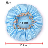 4 Packs Shower Cap Double Layer Elastic Waterproof Luxury Silky Satin Bath Cap with Ruffled Edge for Men & Women Shower